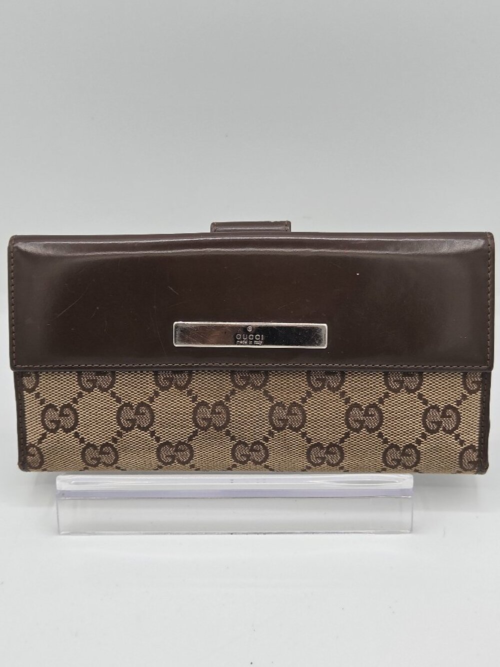 Gucci GG Monogram Continental Long Wallet | Brown Canvas & Leather | Vintage